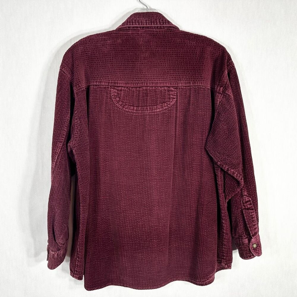 VTG Winnie the Pooh Medium Top Button Up Blouse Corduroy Embroidered Maroon 1394 - Picture 2 of 8